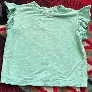 Easel Light Green Ruffle Sleeve Top